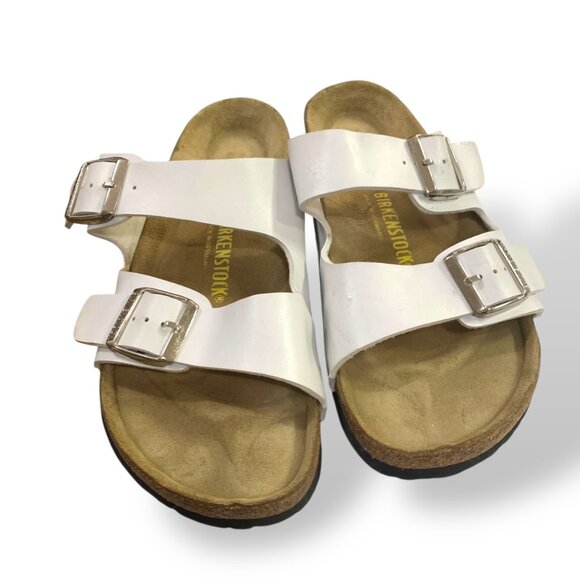 Birkenstock Women's White Arizona Jesus Sandals Sz 10 Slip-on Lagenlook - Picture 4 of 12